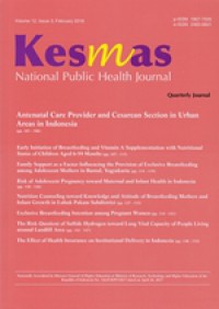 Risk of Adolescent PregnancyToward Maternal and Infant Health, Analisis of IDHS 2012